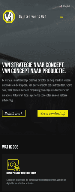 Screenshot Quintenvanthof.nl homepage mobile