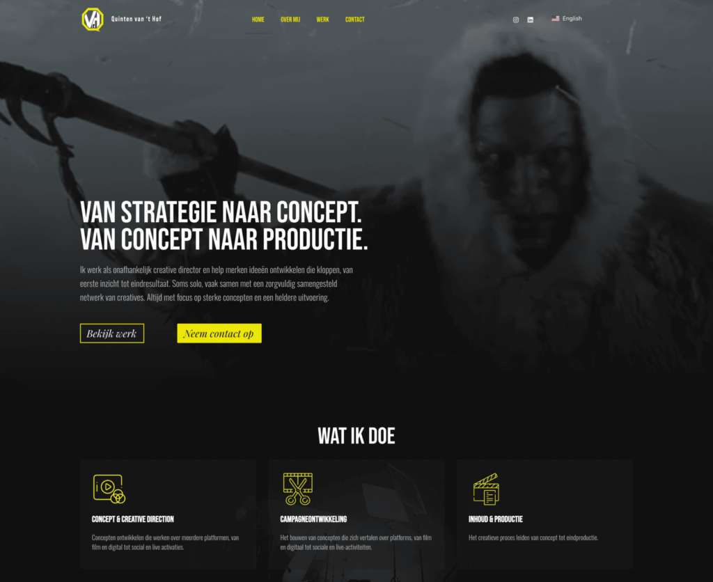 Screenshot Quintenvanthof.nl homepage desktop
